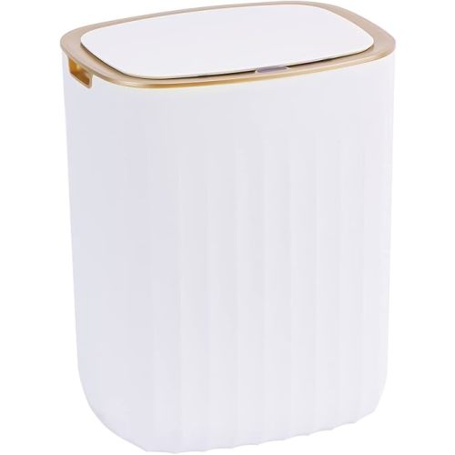 ELPHECO 3.5 Gallon Waterproof Motion Sensor Bedroom Trash Can with Lid Bathroom Decor, Bathroom Accessories Automatic Garbage Bin for Living Room Office, Golden
