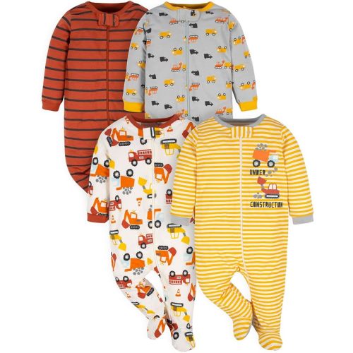 Gerber Baby Boys 4 Pack 'N Play Footie And Toddler Sleepers, Transportation Zone, Newborn US