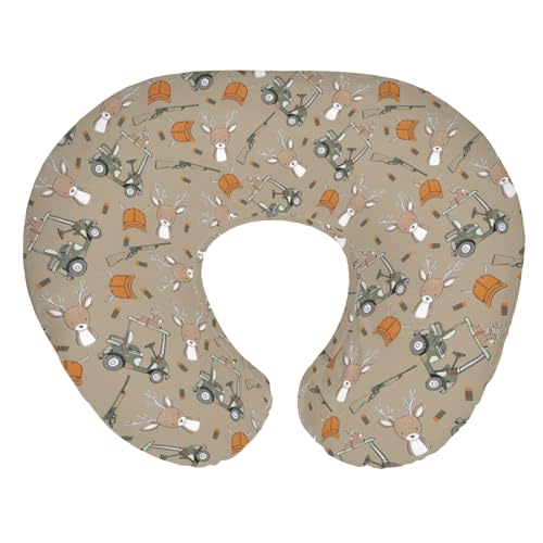 Boys Kids Hunting Baby Nursing Pillow Covers for Boy Girl Camouflage Deer Hunting Nursing Pillowcase for Breastfeeding Pillows Animal Hunt Hunter Soft Stretchy Slipcovers for Newborn Infant Brown