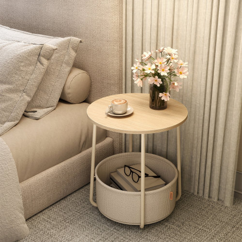 George Oliver Round End Table with Fabric Basket, Modern Style & Reviews | Wayfair