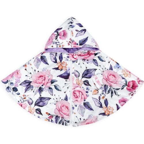 Pea Pod Baby Car Seat Poncho, Baby Wear Hoodie Cape Car Seat Poncho Coat, Double Layer Warm Minky Cloak Spring Autumn Winter Toddler Outerwear Hooded Cloak for 0-4 Year Girls Boys, Floral