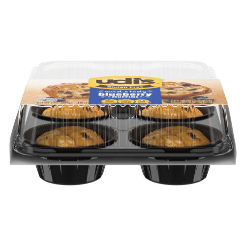 Udi's Gluten Free Blueberry Muffins 10 oz 4 Count Frozen Dairy Soy Nut-Free