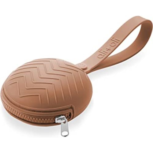 Ali+Oli BPA-Free Silicone Pacifier Holder Case (1-pk) Diaper Bag Accessory Newborn Travel Baby Pacifier Pouch (Chutney)