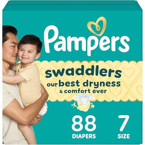 Pampers Swaddlers Diapers, Size 0 (up to 10 lbs), 84 Count, Absorbent, Keeps Baby Dry and Comfortable, Skin Safe Disposable Baby Diaper (Packaging May Vary)