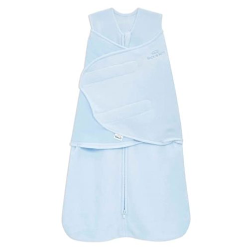 HALO Micro-Fleece Sleepsack Swaddle, 3-Way Adjustable Wearable Blanket, TOG 3.0, Baby Blue, Small, 3-6 Months