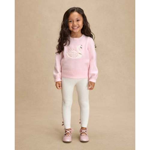 Girls Lace Up High Rise Sweater Leggings - On Pointe - White