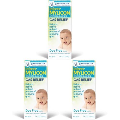 MYLICON Infants Gas Relief Drops for Infants and Babies, Dye Free Formula, 1 Fluid Ounce (Pack of 3)