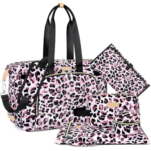 Diaper Bag Tote for Baby 7PCS, Large Mommy Bag with Portable Changing Pad | Multifunctional Hospital Bags for Labor and Delivery with Pacifier Case and Organizer Pouches,Travel Baby Bag for Boy Girl
