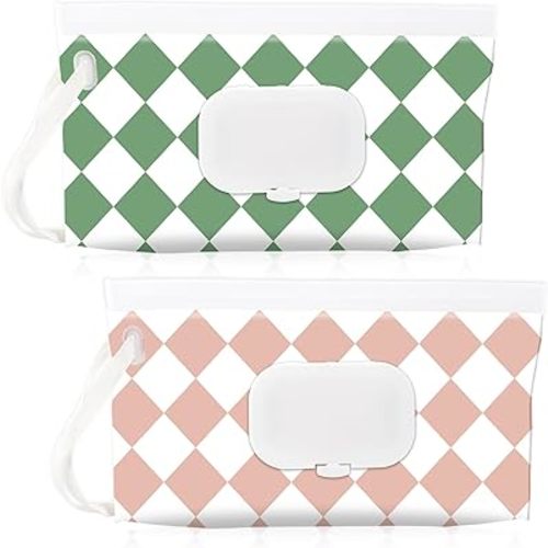 FEBSNOW 2 Pack Baby Wipes Dispenser Holder, Portable Refillable Baby Wet Wipes Pouch Container Reusable Travel Case