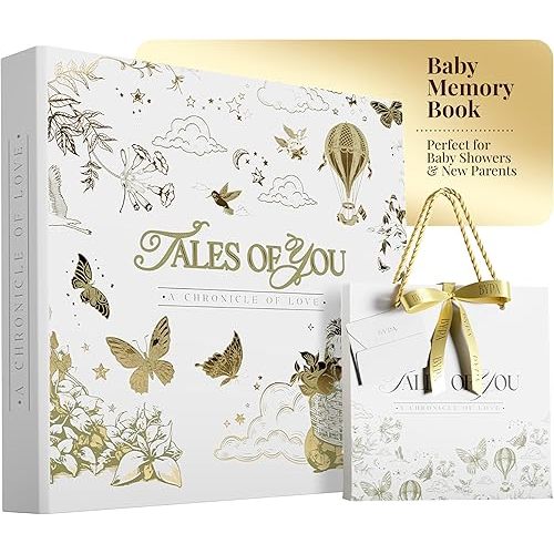 Baby Memory Book Boy Or Girl - Baby Book Keepsake - Scrapbook Album Journal First 5 Years Milestone Childhood Story New Parents Shower Gifts Elegant Durable Unique Modern Design Cherish Baby Memories