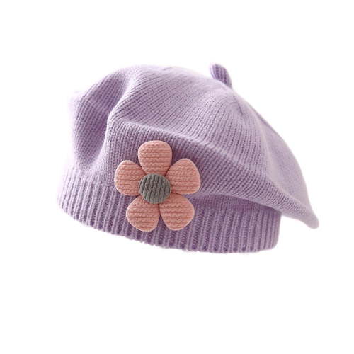 BFHHYA Toddler Baby Infant Beret Hat Little Girls Boys Winter Knitted Beanie Cap with Cute Flower for 3M-4Years