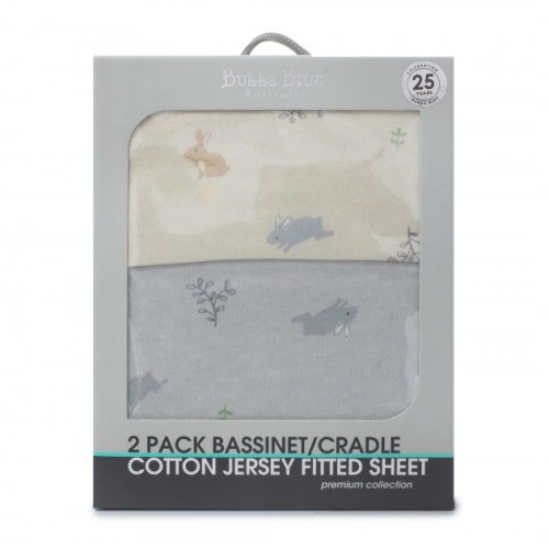 Bubba Blue Bunny Forest 2pk Jersey Bassinet Fitted Sheets | Banana Baby Online Shop