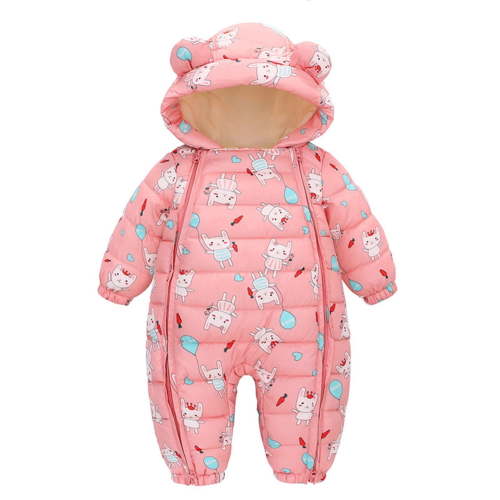 LYMAYTER Unisex Newborn Hooded Onesies Girls Fall Winter Printed Rompers Infant Cotton Long Sleeve Warm One-Piece for 0-24M
