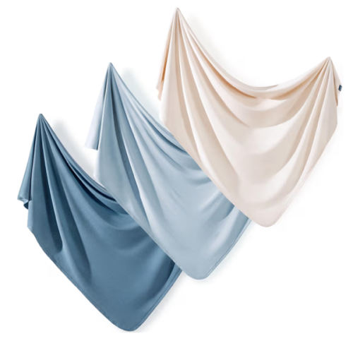 3 Pack Newborn Swaddle Blanket, Ultra Soft Stretchy Jersey Knit Extra Large Size 33 x 44 Receiving Blankets for Easy Swaddling Baby Snug and Cozy, Comfortable and Lightweight for All Seasons