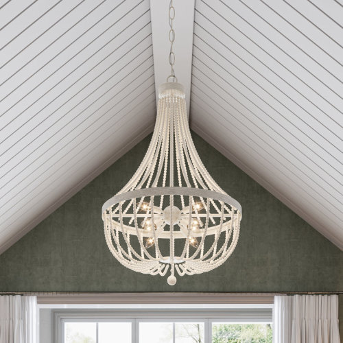 Maness 8 - Light Living Room Dimmable Steel & Wood Empire Chandelier UL Certified