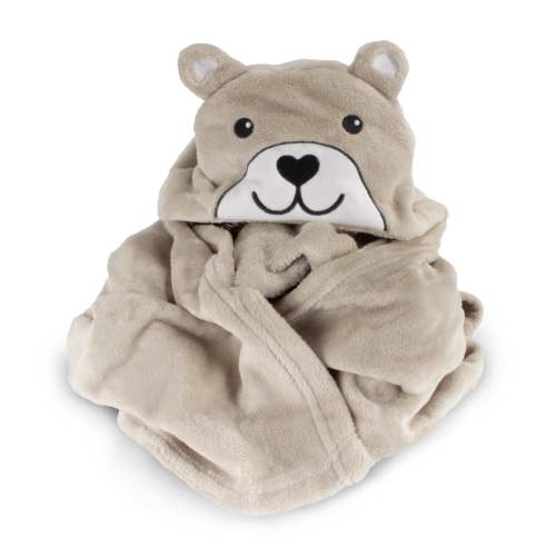 BambooMN Super Soft Hooded Bath Animal Towels - Nursery Essentials - Cute Towel Robe for Girl/Boy - Beige Bear