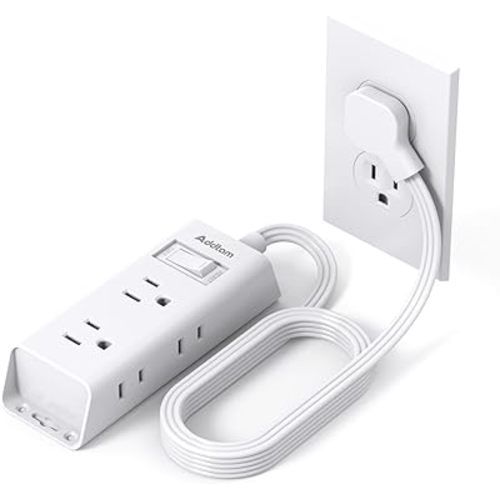 Cruise Essentials, Addtam 6 ft Ultra Flat Extension Cord with 6 Outlets Extender, Flat Plug Power Strip, No Surge Protector for Cruise Ship, Travel, Dorm, Home Office, ETL Listed