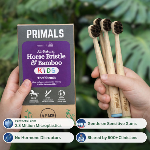 PRIMALS Kids Horse Bristle & Bamboo Toothbrush (4 Pack) – Primals