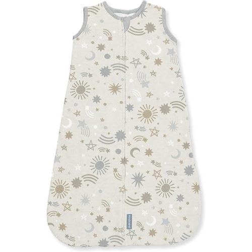 SwaddleMe by Ingenuity Baby Night Sack Sleeper, Size 0-3 Months, 7-14 Pounds, 1.0 TOG, 2-Way Zipper, 100% Cotton, Baby Wearable Blanket - Celestial Dance