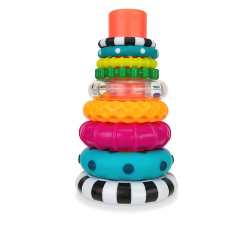 Sassy Stacks of Circles Stacking Ring STEM Learning Toy, Age 6+ Months, Multi, 9 Piece Set