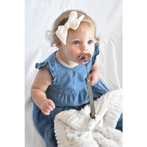 Handmade Genuine Leather Pacifier Clip for babies
