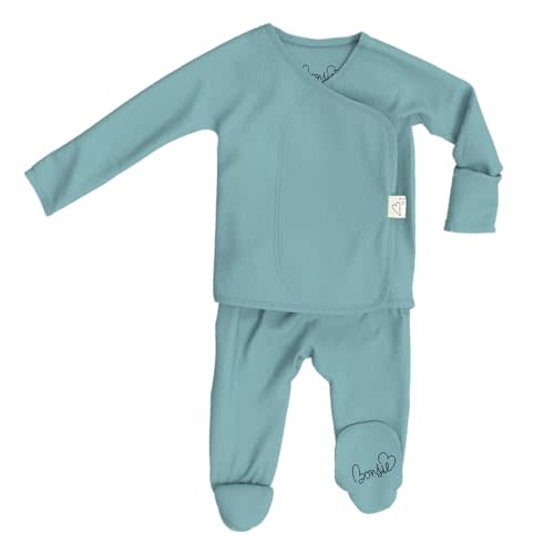 Bonsie Skin to Skin Babywear Footie - Teal Baby Footed One Piece - Ripple