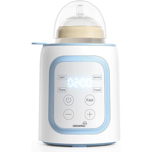 Grownsy Bottle Warmer, 8-in-1 Fast Baby Milk Warmer with Timer for Breastmilk or Formula, Accurate Temperature Control, Multifunctional Baby Bottle Warmers for All Bottles- Blue