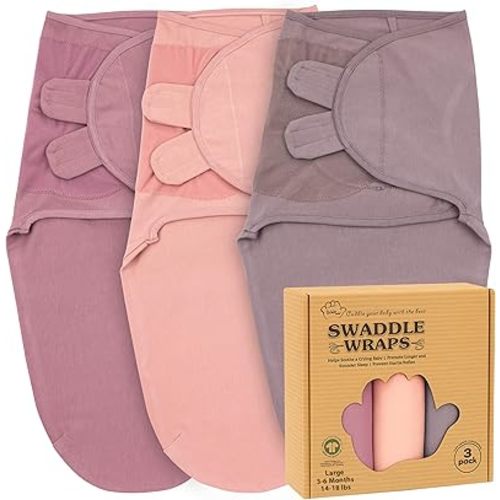 Bublo Baby Swaddles for Newborns – 3-Pack Infant Swaddles 3-6 Months – Adjustable Swaddle Sleep Sack – Soft Organic Cotton Baby Wrap for Safe & Cozy Sleep
