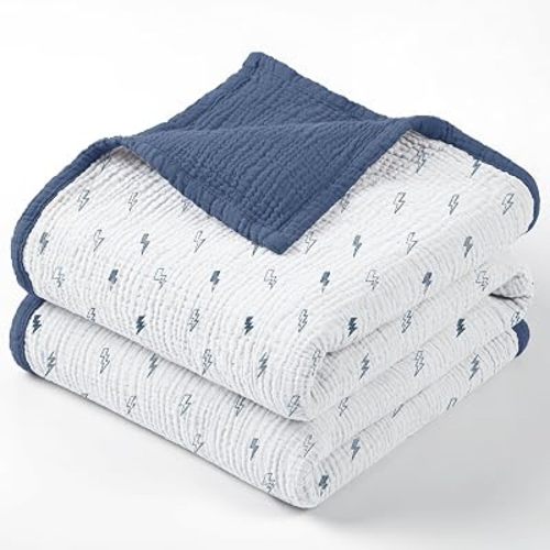 lulumoon Muslin Baby Blanket for Boys: Cotton Toddler Blanket for Daycare