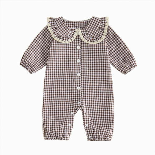 Kakishop Newborn Baby Unisex Onesie 0-24 Months Cotton Ribbed Long Sleeve Clothes, Baby Boy's & Girls' Footies for Fall Winter Toddlers Girls Clothing (Coffee,3-6 Months)