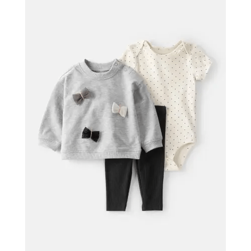 Baby 3-Piece Bows Little Pullover Set - Grey - Carter's | Carter's