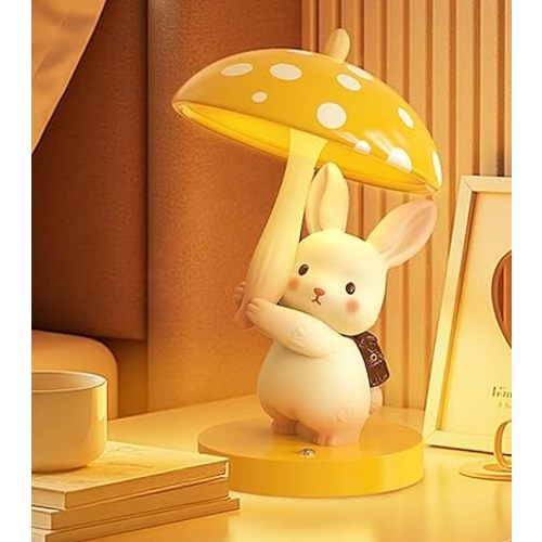 Rabbit Mushroom Table Night Light Lamp Desk Decoration Reading Study Lamps Lighting Kid Children Home Hotel Living Room Girl Gift