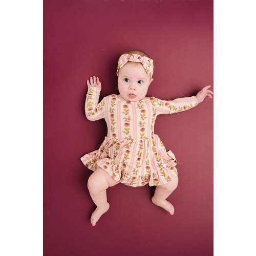 Vintage Floral Stripe Bodysuit Bamboo Dress