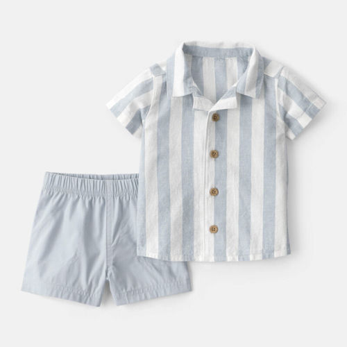 Baby Boy 2-Piece Top & Short Set - Blue | Carter’s Oshkosh Canada