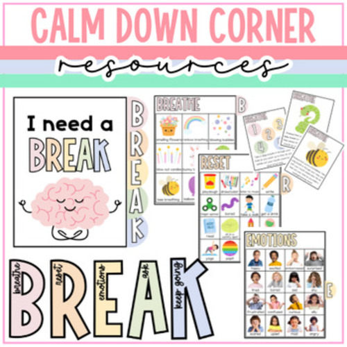 Calm Down Corner//Break Resources for Self-Regulating