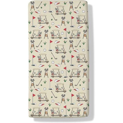 Golf Days Baby Boys Girls Crib Sheets Golfing Cart Balls Toddler Bed Sheets Golf Sports Lover Fitted Crib Mattress Cover for Standard Crib and Toddler Mattresses 52''x28''