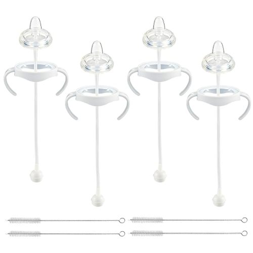 Sippy Cup Conversion Kit for Philips Avent Natural Baby Bottles, Weighted Straw Replacement Kit with Spout Nipples, Bottle Handle, 6+ Months,Set of 4