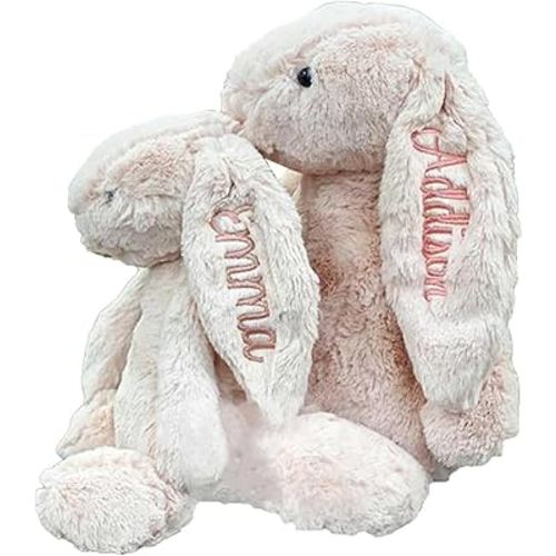 shiguangji 2025 Personalized Plush Bunny - Handmade Embroidered Stuffed Toy for Kids, Baby Shower, or Child's First Easter Gift - Nursery Decor, Easter Stuffed Animal with Name for Boys and Girls