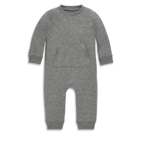 Primary Baby sweatshirt romper in Heather storm gray, Size 3-6 Months