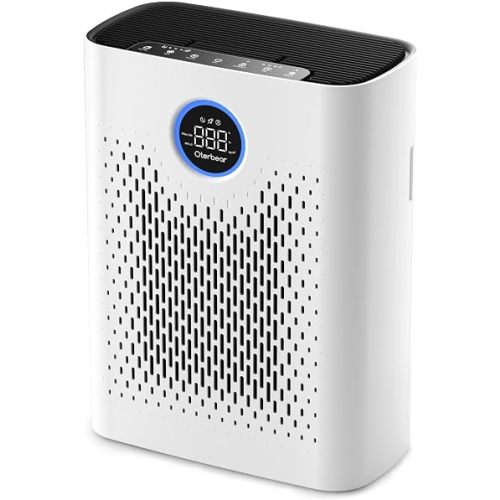 Air Purifiers for Home Pets Up to 3000Ft², Large Room Air Purifier with PM2.5 Air Quality Monitor, Sleep Mode, Air Purifiers for Bedroom Office for Allergies, Smoke, Dust, Pollen,8000B,White