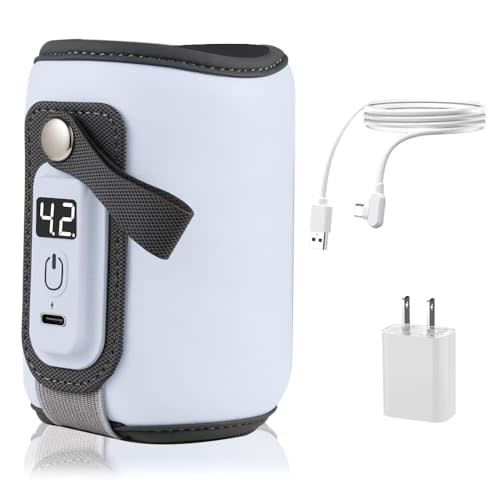 Chonomai Bottle Warmer, Baby Milk Warmer with 5-Speed Temperature Control, Stable Constant Warming with LED Display, USB Powered with 18W Adapter, Suitable for Home and Travel (Blue-us)