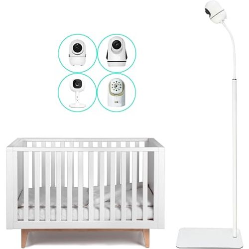 Baby Monitor Wall Mount for Infant Optics DXR-8,Adjustable Angle Mounting Brackets for Motorola,Babysense,HelloBaby and Most Universal Camera Stand Indoor Wide Angle Aluminum Alloy Material(White)