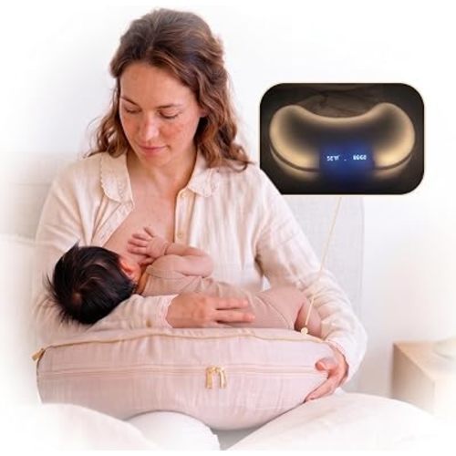 Halo Smart Nursing Pillow | Comfortable Ergonomic Support with Built-in Night Light, App Connected Tracking Timers, Optimal Height for Baby’s Latch, Backstrap, Removable Cover, Safety Certified