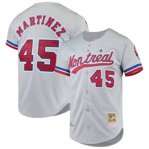 Men's Montreal Expos Pedro Martinez Mitchell & Ness Gray Cooperstown Collection Authentic Jersey