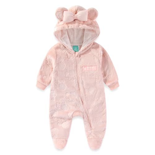Disney Minnie Mouse Baby Girls Embossed Faux Fur Pram with Ears for Newborn and Infants