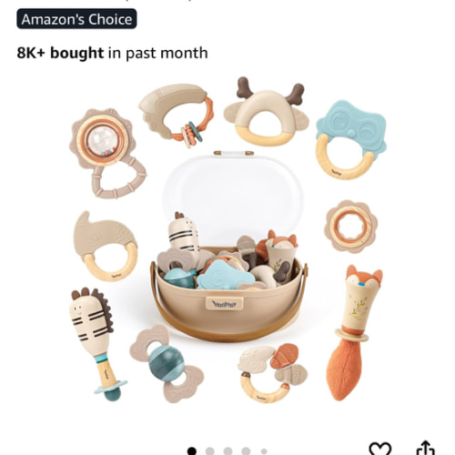 Baby Rattles & Teethers Set – Baby Toys 0-6 Months, Teething Toys 3-6 Months, Sensory Toys with Soft Textures, Gentle Sounds & Easy-Grip Shape, Neutral Newborn Gift(10-Pack)