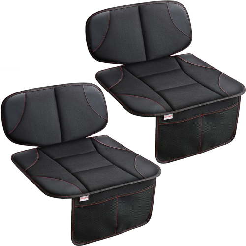 Yonktoo Anti-Slip, Thick Padding Baby Car Seat Protector with 2 Storage Pockets, Black -2 Pack