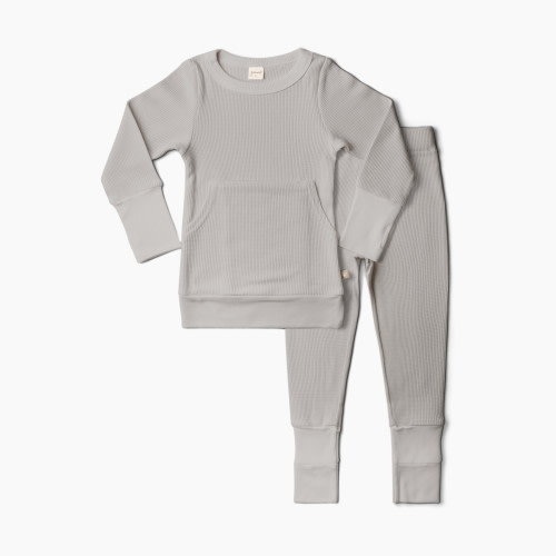 Goumi Kids Thermal Organic Toddler Pants and Long-Sleeve Jogger Set - Stone, 2 T