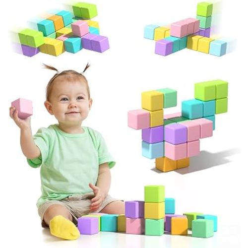 28Pcs Magnetic Blocks for Kids Ages 3+, 1.34in Large Building Cubes