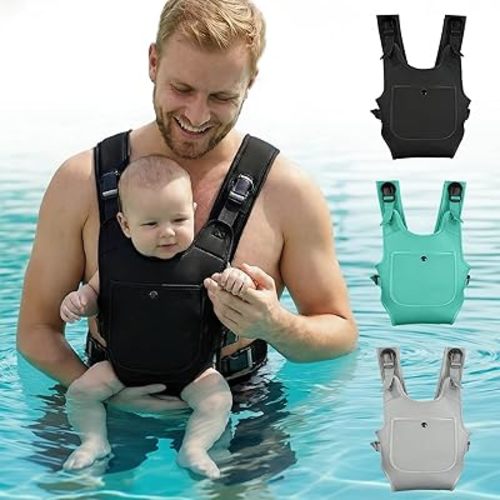 Neoprene Water Baby Carrier Newborn to Toddler, Ergonomic Waterproof Infant Chest Holder with Adjustable Straps, Breathable & Lightweight Baby Wearing Gear for Summer Pool Swimming & Beach
